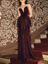 Strapless Velvet Maxi Dress - Plum Newgew Dresses